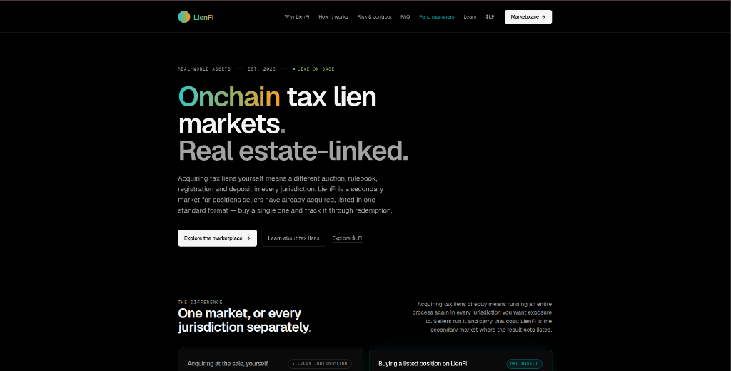 LienFi Onchain Tax Lien Markets platform overview